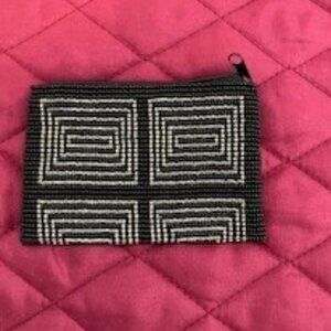 Black and silver beaded coin purse